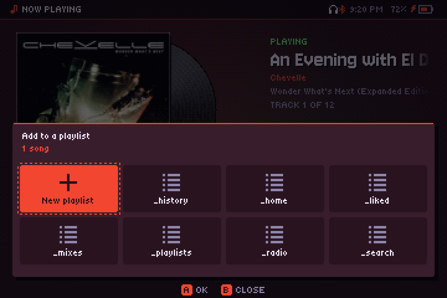 Add to a playlist dialog