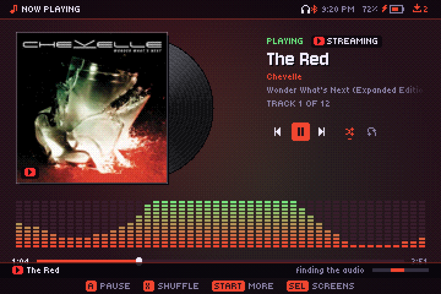 The player with a STREAMING badge while a song loads
