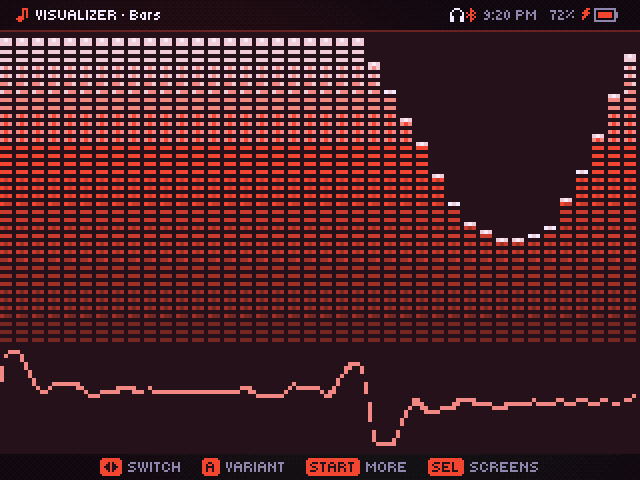 Bars visualizer: spectrum bars with falling peaks