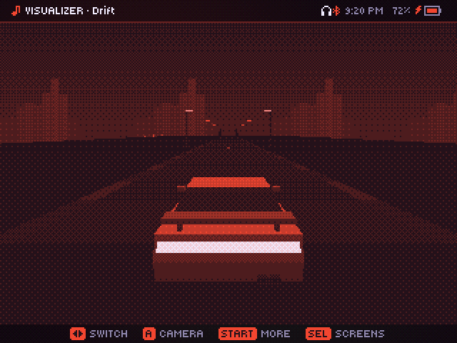 Drift visualizer: a car driving down a lit road at night